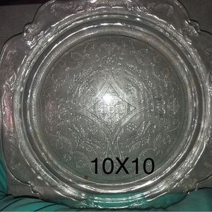 Depression Glass Square Serving Platter, 10 inches across